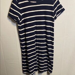 GAP Blue and White Mini Dress Casual Crew Neck Short Sleeve